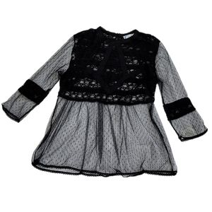 J Gee All Sheer Black Lace Blouse